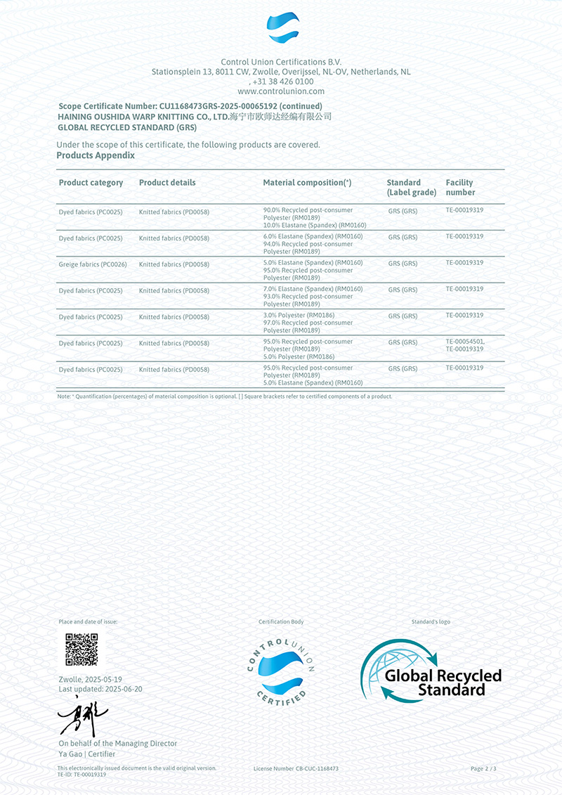 GRS Scope Certificate